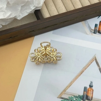 Bloom Hollow Hair Claw - Gold 