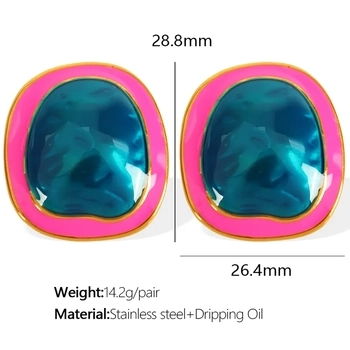 Echo Colorblock Stud Earrings - Pink Blue 
