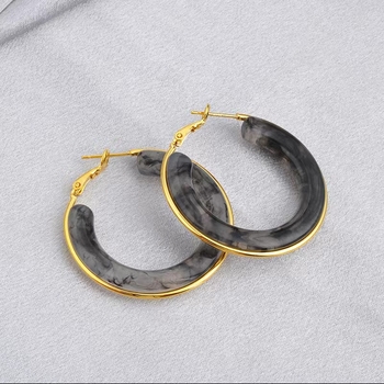 Eyram Eclipse Hoop Earrings - Grey & Black 