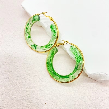 Eyram Eclipse Hoop Earrings - Green 