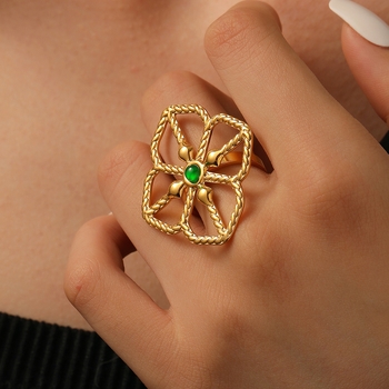 Jane Fleur Rings - Gold,Green 