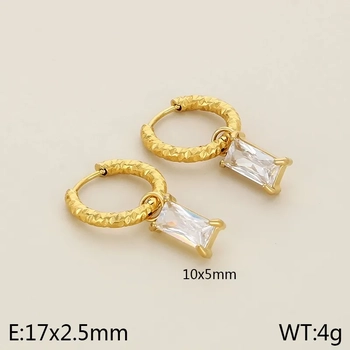 Elysian Square Drop Earrings - White 